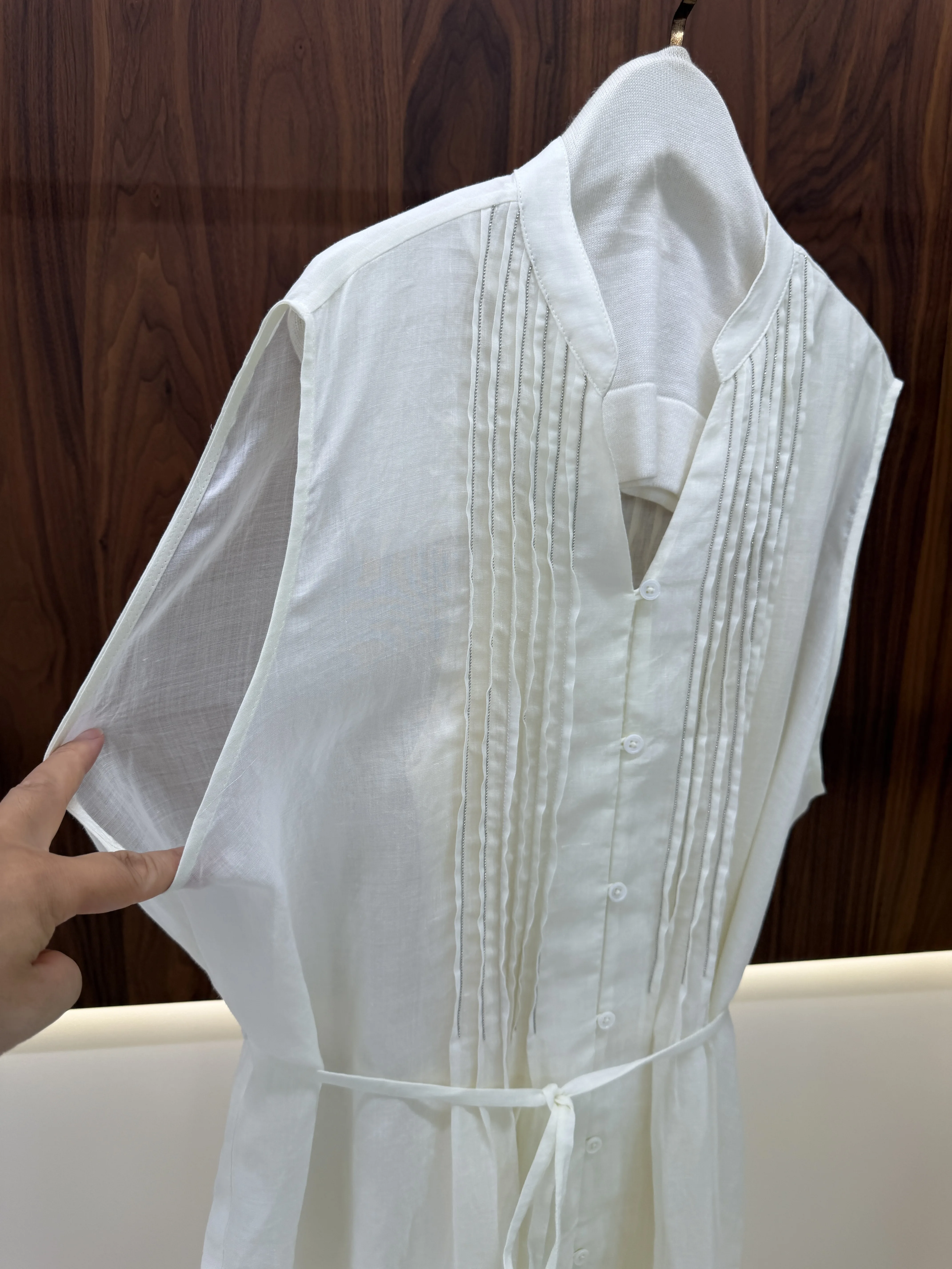 New Spring/Summer Collection: High-Quality Women's Casual Sleeveless Ramie Dress with Chain Detail