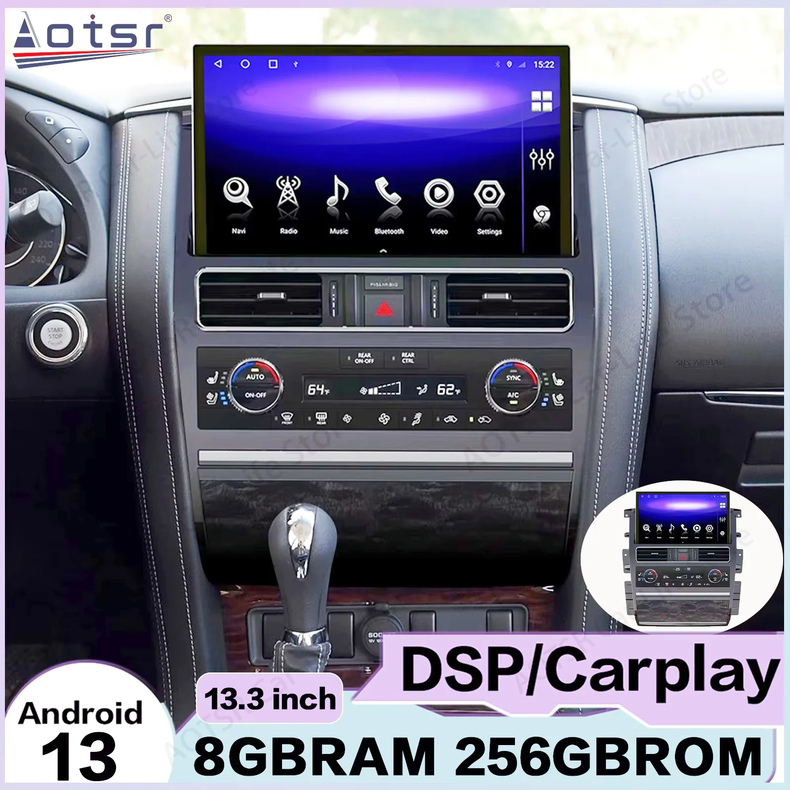 

Android Multimedia Radio For Nissan Patrol Y62 Armada For Infiniti QX80 QX56 2010~2022 GPS Navigation Audio 13.3 Inch Head Unit