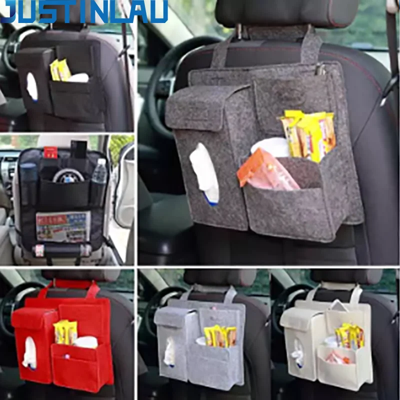 JUSTINLAU Auto-Rücksitz-Aufbewahrungstaschen Organizer Hängetasche Box Handtuch- und Handy-Aufbewahrung Filztasche Mülleimer-Organizer Auto-Zubehör