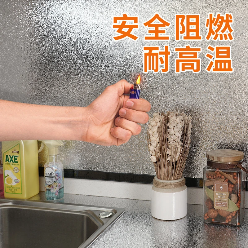 Kitchen Oil-proof Self Adhesive Stickers Anti Fouling High Temperature Waterproof Aluminum Foil Wallpaper Cabinet Contact Papers