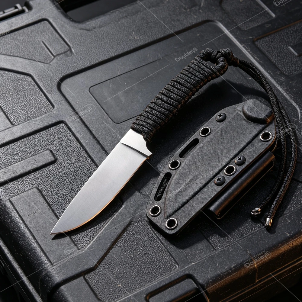 Multi‑purpose Kitchen Knife Fruit Knife Meat‑cutting Knife EDC Portable Outdoor Camping Tools Lightweight Practical Straight Knife Non‑slip Nylon Cord Handle