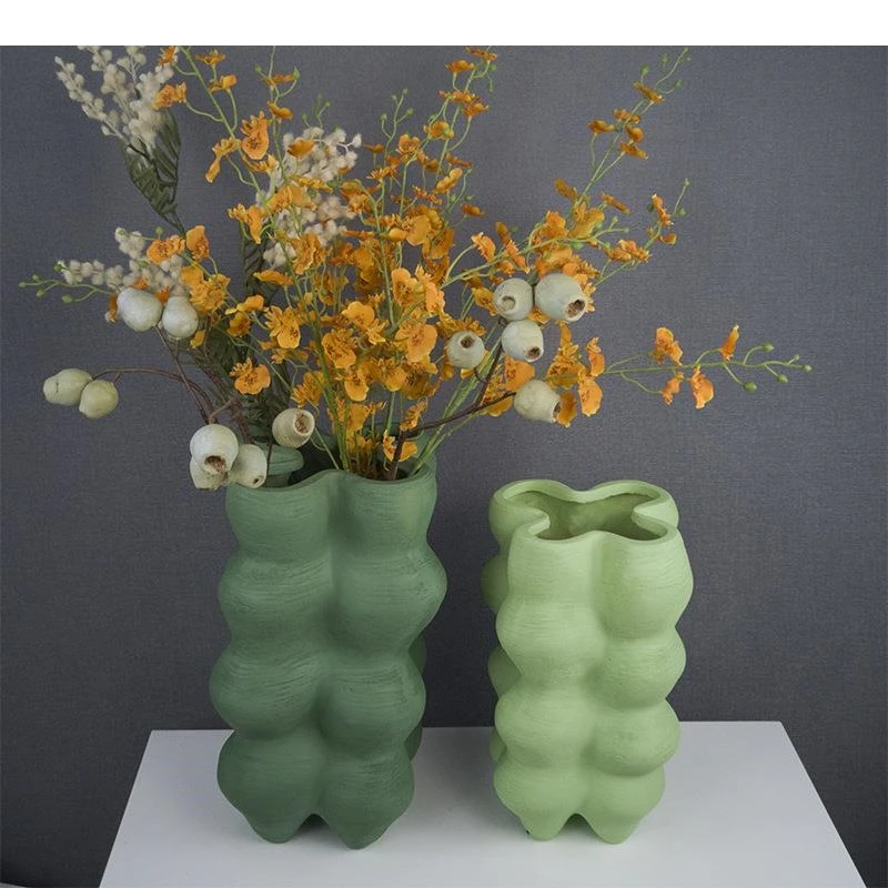 Green Bubble Vase Resin Crafts Flowers Pots Desk Decoration Furnishings Flower Arrangement Modern Decor Floral Vases