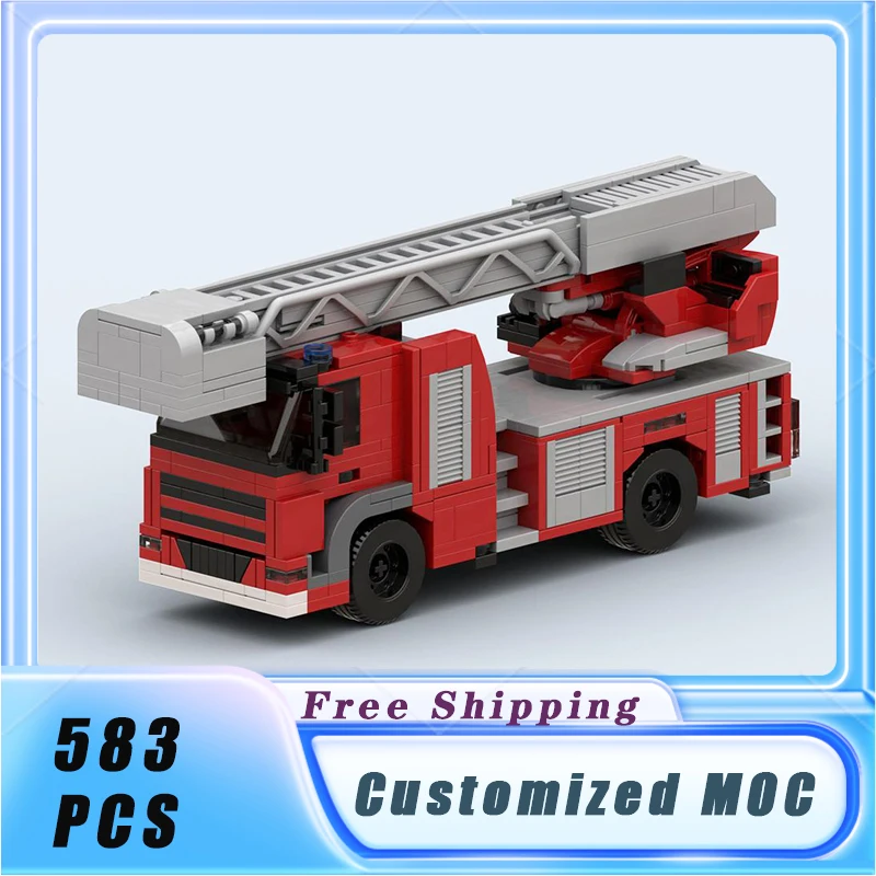 Classical Fire Ladder Truck 583PCS MOC Building Blocks City Vehicle Model Bricks Sets Assemble Display Children's Toys Gifts