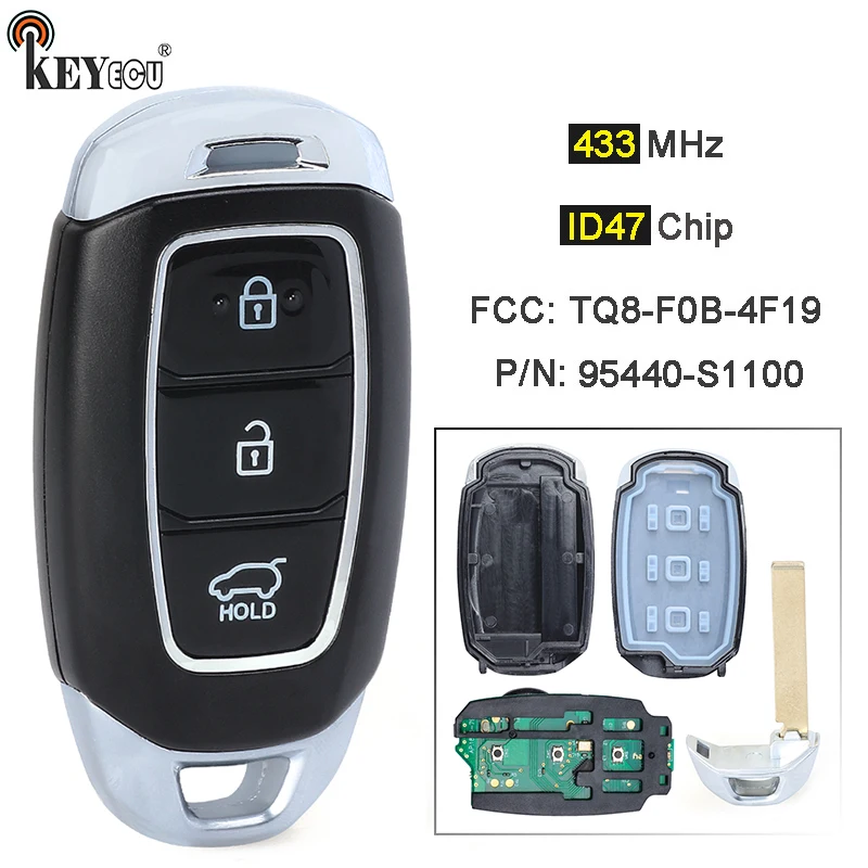 

KEYECU 433MHz ID47 Chip P/N: 95440-S1100 FCC ID: TQ8-F0B-4F19 Smart Car Remote Control Key for Hyundai Santa Fe 2018 2019 2020