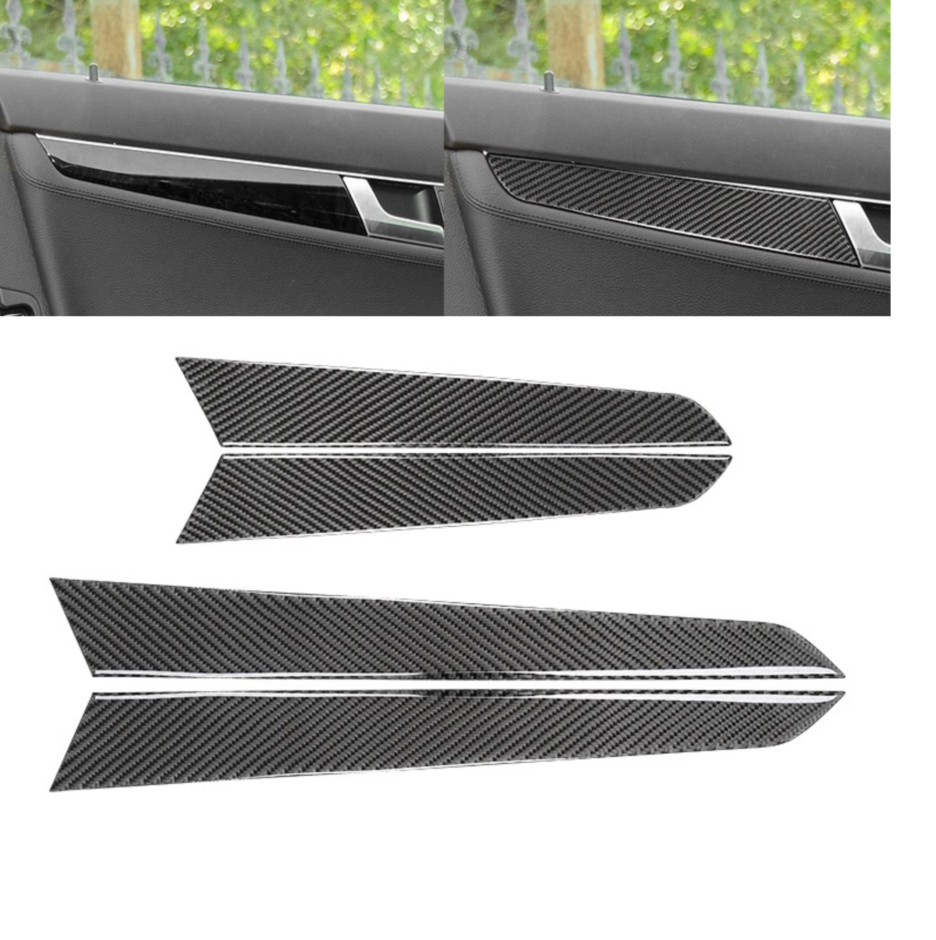 

For Mercedes Benz C Class W204 Car Styling Real Carbon Fiber Interior Door Handle Panel Strips Cover Trim 2007 2008 2009-2013