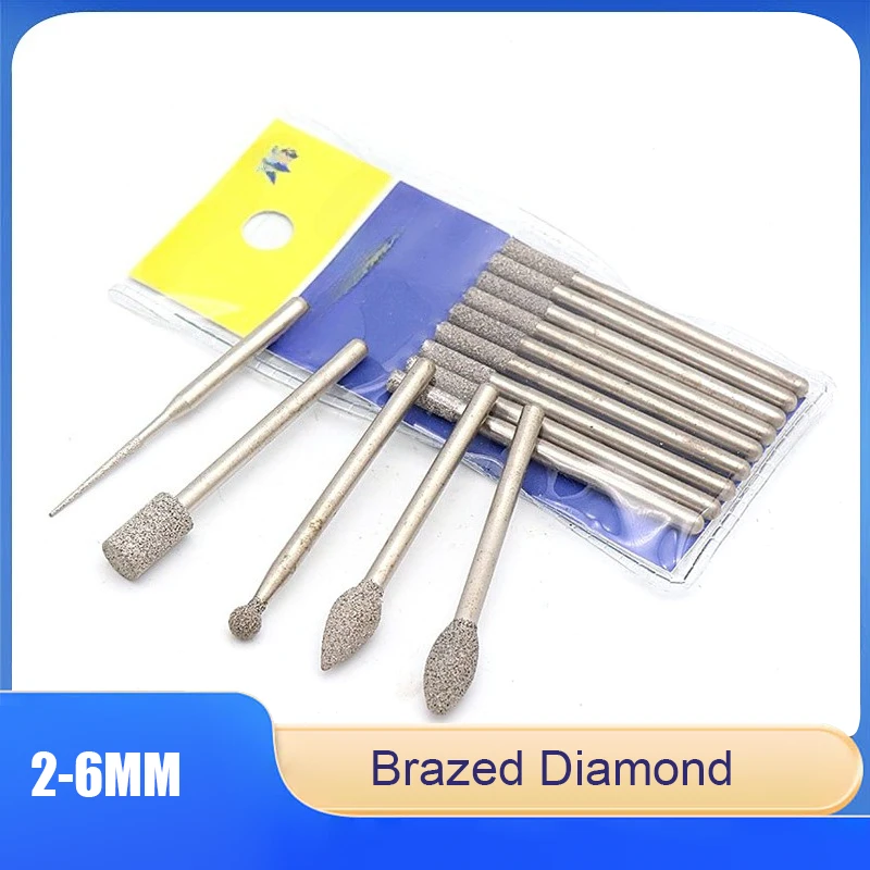 

1Pcs 3mm Shank Brazed Diamond Grinding Head Grinding Carving Cutting Burr Dia 2mm 2.5mm 3-6mm For Dremel Rotary Tool Stone Glas