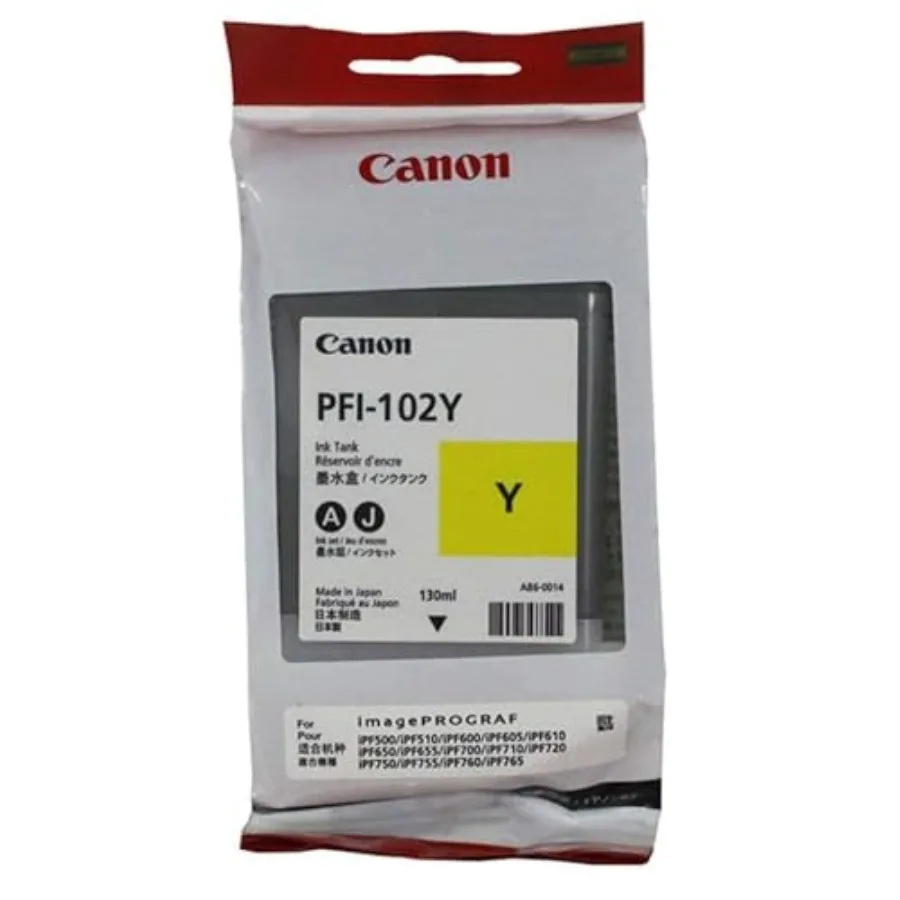 

Картридж с чернилами PFI-102Y 0898B001AA ImagePrograf iPF500 510 600 605 610 650 655 700 710 720 750 755 760 765, 130 мл, желтый, в розницу