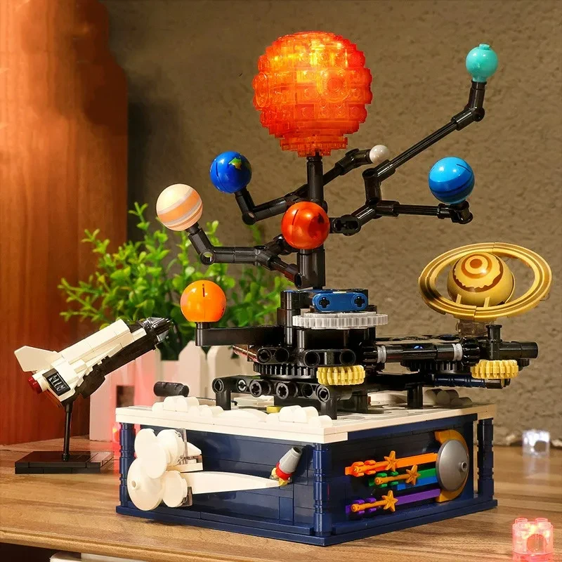 Rotating Solar System Light Sets Building Blocks Sun Earth Model Universe Series Space Science Education DIY Bricks Toy Kid Gift