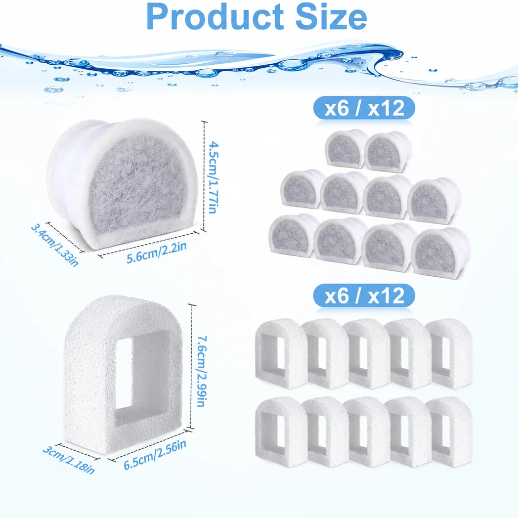 24 Pcs Cat Water Fountain Filt - đánh giá và giá Pet Water Fountain Pump Replacement