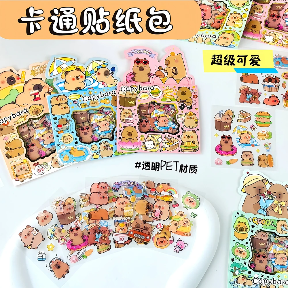 

5pcs Transparent Cute Animal Capybara Cartoon Stickers for Notebook Phone Laptop Diary Waterproof Decoration Sticker Fun for Toy