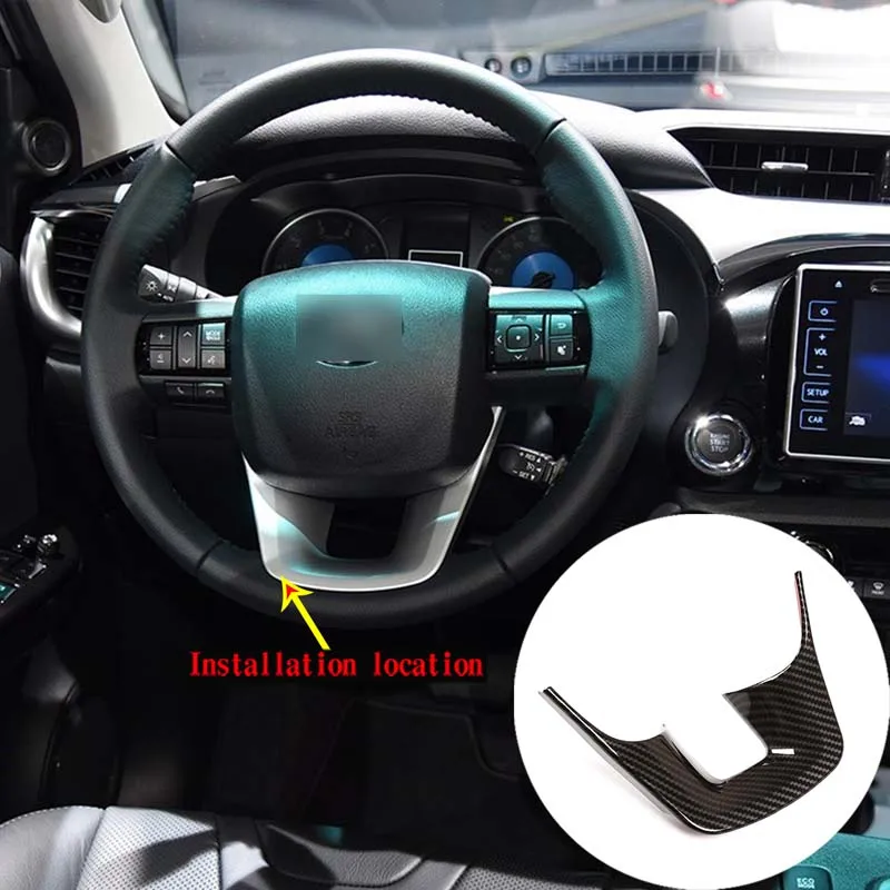 For Toyota Hilux 2015-2021 Car styling ABS Interior Steering Wheel Frame Panel U-shaped Button Frame Trim sticker Car Accessory