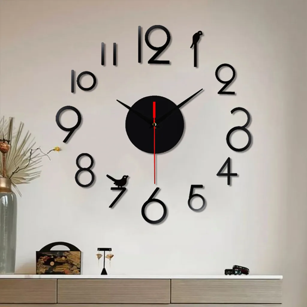 Frameless DIY Wall Mute Clock 3D Mirror Surface Sticker Home Office Decor Stickers Living Room Home Bathroom Wall Decoration hot