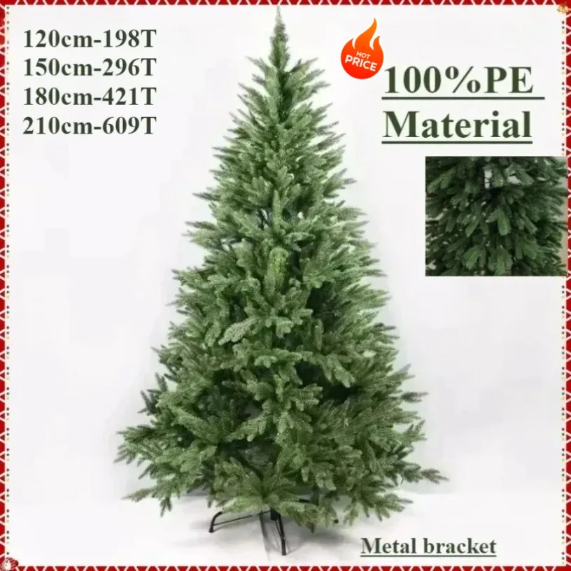 

Искусственная рождественская елка из 100% полиэтилена с шифрованием, большая зеленая рождественская елка 120–210 см, семейный рождественский подарок, украшения для вечеринок