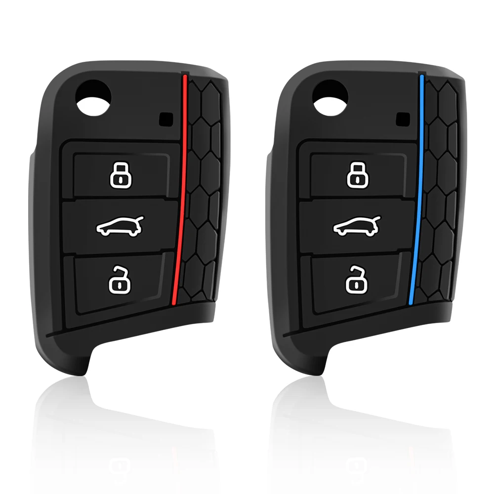 Car Key Case Silicone Cover for VW Golf 7 MK7 3 Buttons Flip Folding Remote Key Fob for Seat for Skoda Car Accessories