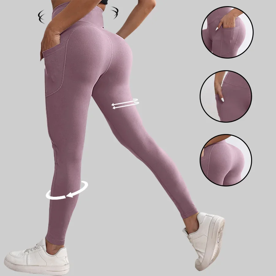 

CHRLEISURE женские брюки для йоги с двойными карманами, мягкие леггинсы для тренировок с контролем живота, подтягивающие ягодицы, колготки для фитнеса, спортивная одежда