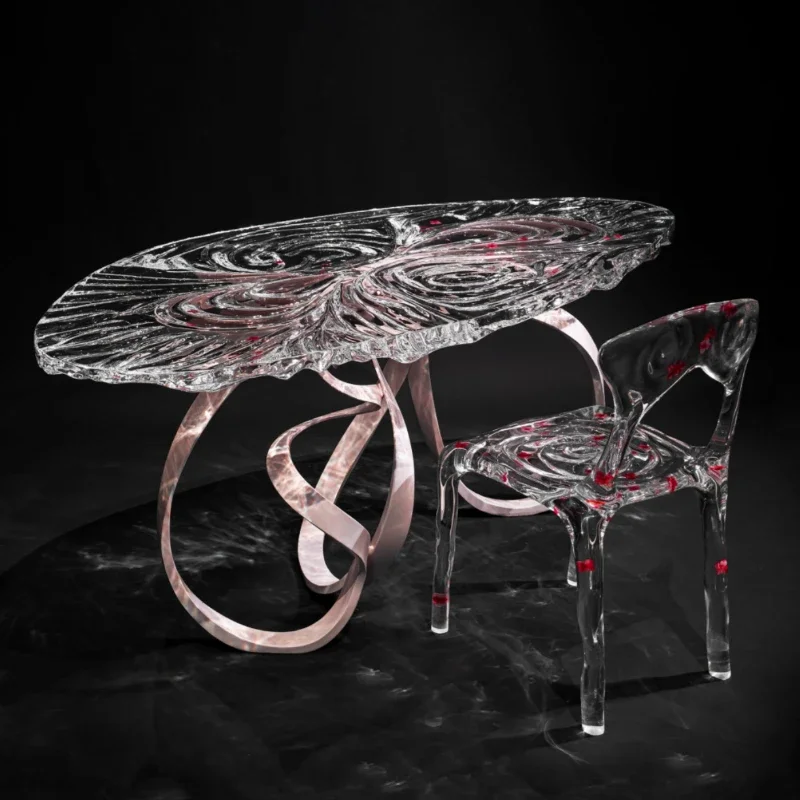 

Transparent platinum crystal acrylic tea table Living room tea Creative Italian tea table Restaurant Villa dining table