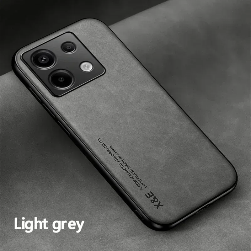 Luxus Ledertasche für Redmi Note 14 13 Pro Plus Poco F6 X6 X5 14T 13T Pro Abdeckung mit Metallplatte Unterstützung Auto halten