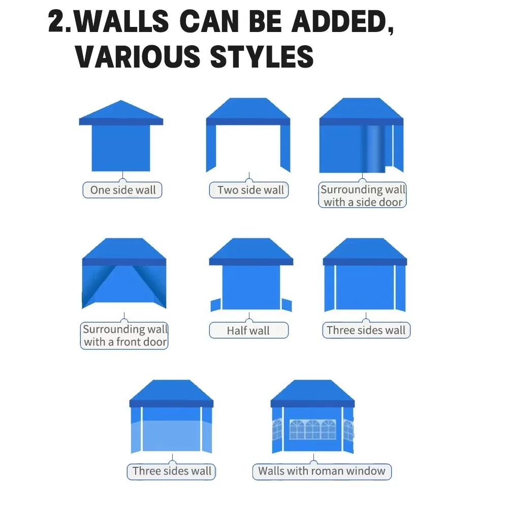 Automatic Hexagon Gazebo Tent Pop Up Canopy Waterproof Outdoor Party Trade Show Beach Marquee Advertising Shelter Easy
