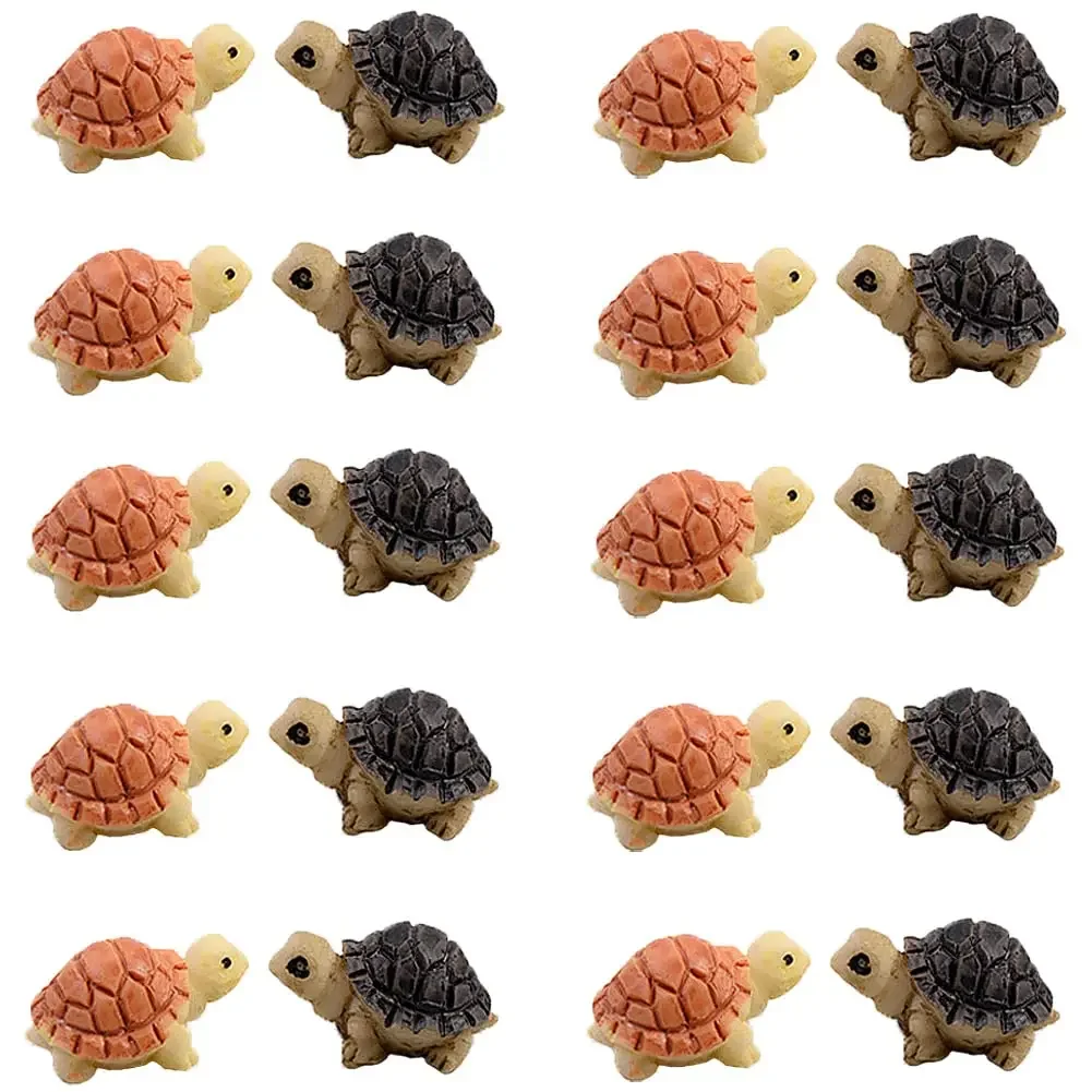 20PCS Miniature Turtle Resin Figurine Plant Pot Fish Tank Decorations Fairy Garden Mini Tortoise Micro Landscape Decor Ornament