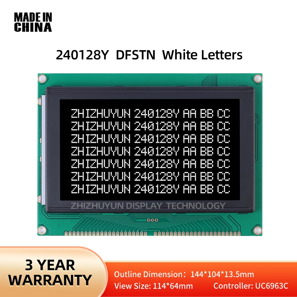 

Factory Supply 240128Y Dot Matrix Display Screen LCD Liquid Crystal Display Screen RA6963C DFSTN Black Film White Text 240*128