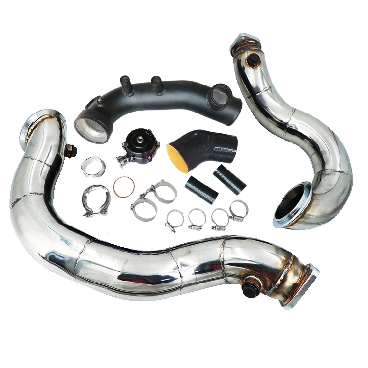 N54 3.0T E82 E88 E90 E92 E8X E9X 135i 335i Intake Turbo charge pipe Cooling kit + 50mm BOV +3'' Catless Downpipe