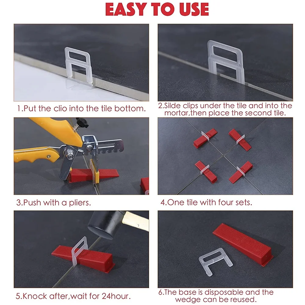 Tile Leveling Tools Set, 401Pcs Tile Leveling System, 1-3MM Hand Tools Tile Leveler, 300Pcs Plastic Clip+100Pcs Wedge+1Pcs Plier