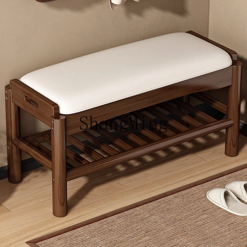 

SM new simple wind solid wood shoe change stool door home entrance door can sit shoe cabinet