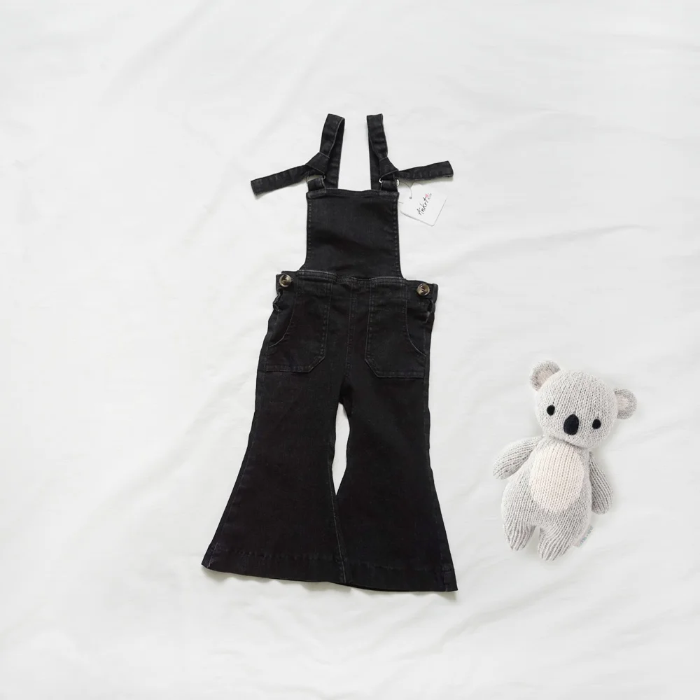 ANKRT Spring/Summer New Baby Cowboy Strap Pants for Girls, Cute Children, Casual Japanese Trumpet Pants