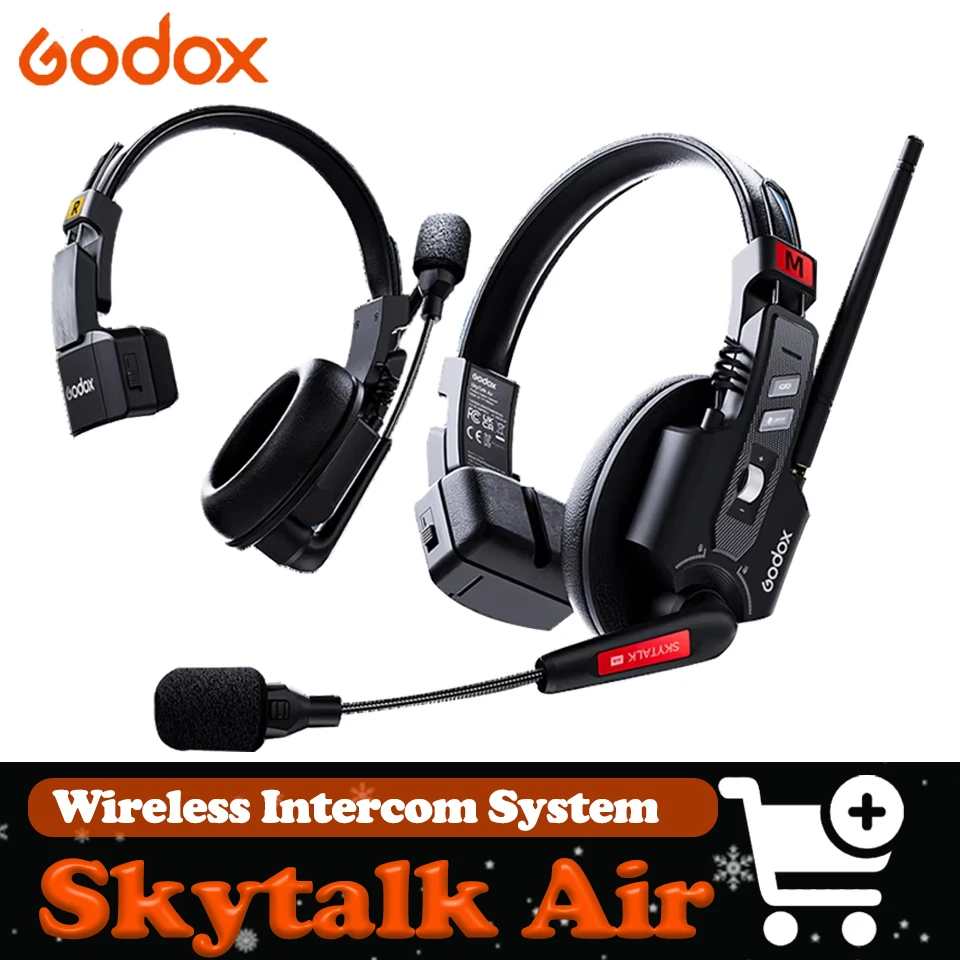 

Godox SKYTALK AIR Wireless Microphone with Real Time Monitoring 2.4G Full Duplex Wireless Intercom System for Live Streaming