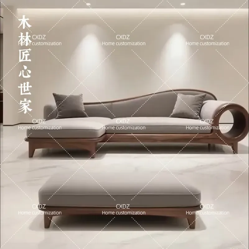 New Chinese Style North American Black Walnut Sofa Living Room High End Zen Chair Furniture Light Luxury Italian Office