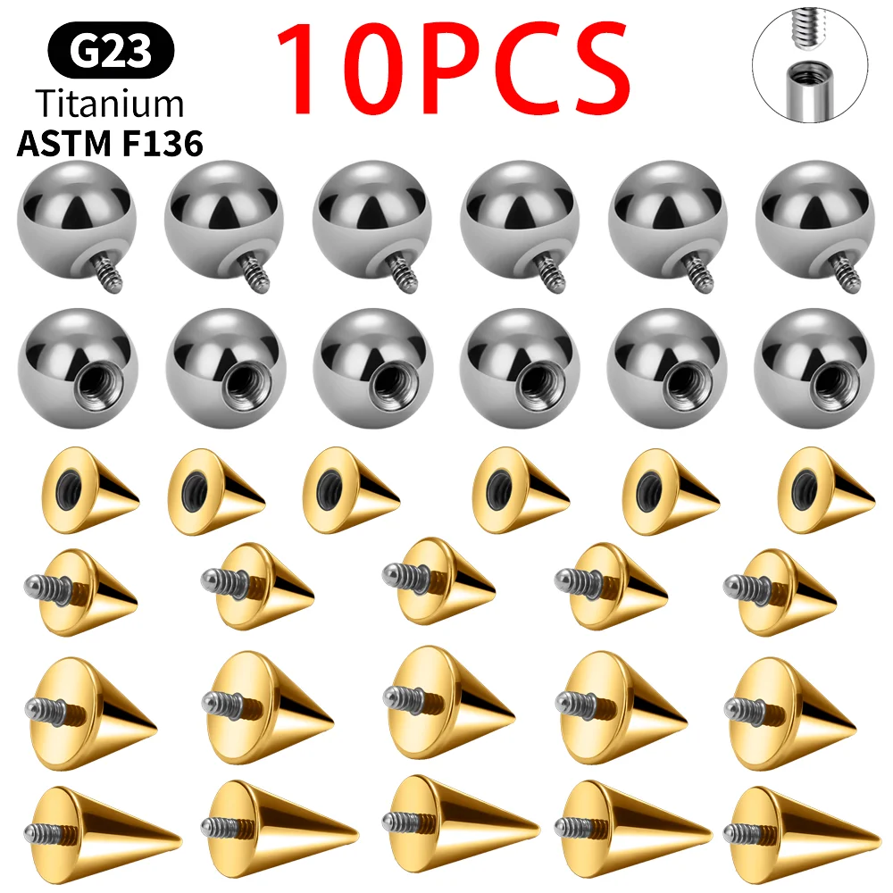 Titanium Ball Cone Replacement 10pcs Lot Parts Helix Tragus Labret Septum Industrial Vertical Hood Body Piercing Jewelry