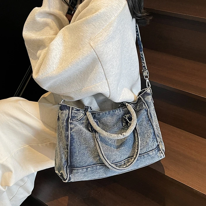 

High Quality Women Denim Handbags Large Capacity Ladies Shoulder Messenger Bags for Women Casual Female Big Tote Shopping Bag