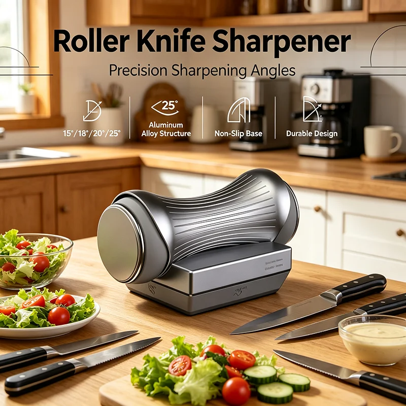 Rolling Knife Sharpener Fixed Angle Diamond Knife Sharpening System Kit Sharpening Stone for Kitchen Chef Home and Outdoor
