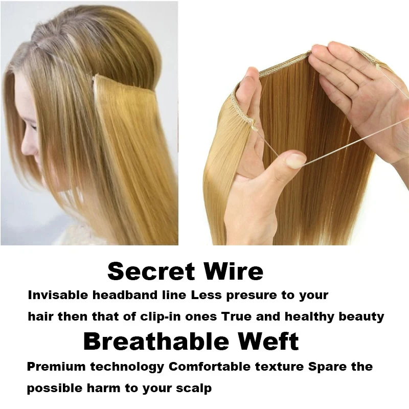 Lunghezza pezzo di estensione dei capelli con linea di pesce (40 cm 50 cm 60 cm) capelli lisci capelli ricci da indossare ogni giorno adatti a tutte le donne