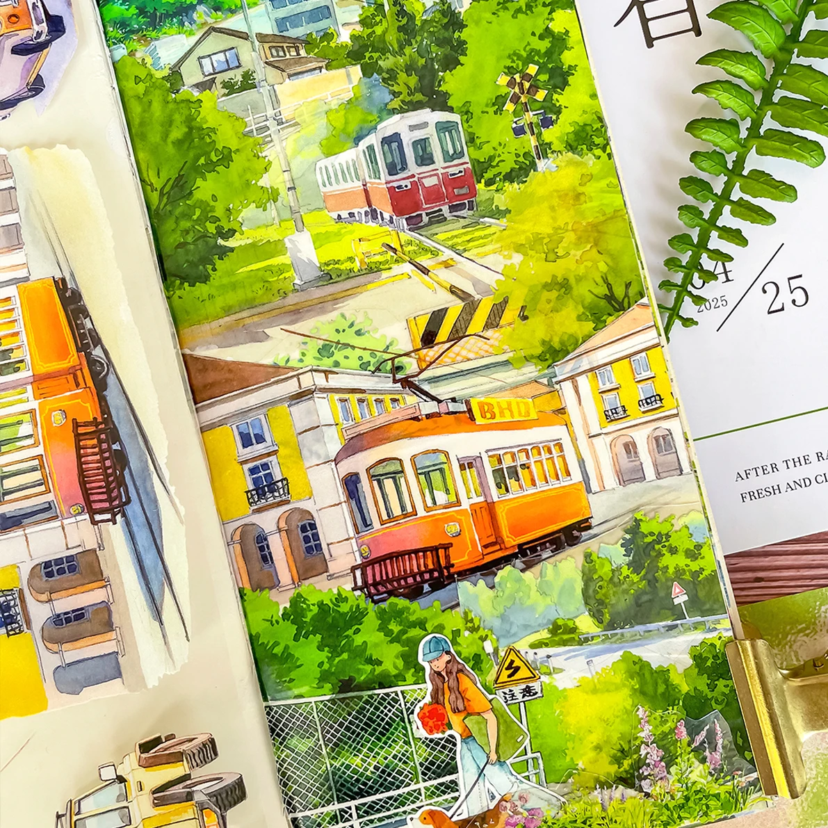 70mm*510cm Vintage Tree Plant Picnic Car Landscape PET Tape Creative DIY Journal Material Collage Scrapbook Stationery
