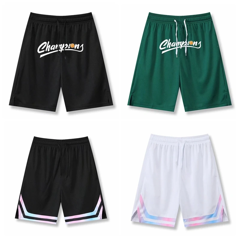 Męskie spodenki koszykówka kieszeń elastyczne sportowe szorty do biegania trening na świeżym powietrzu Fitness Sweatpant drukuj luźne krótkie spodenki plażowe