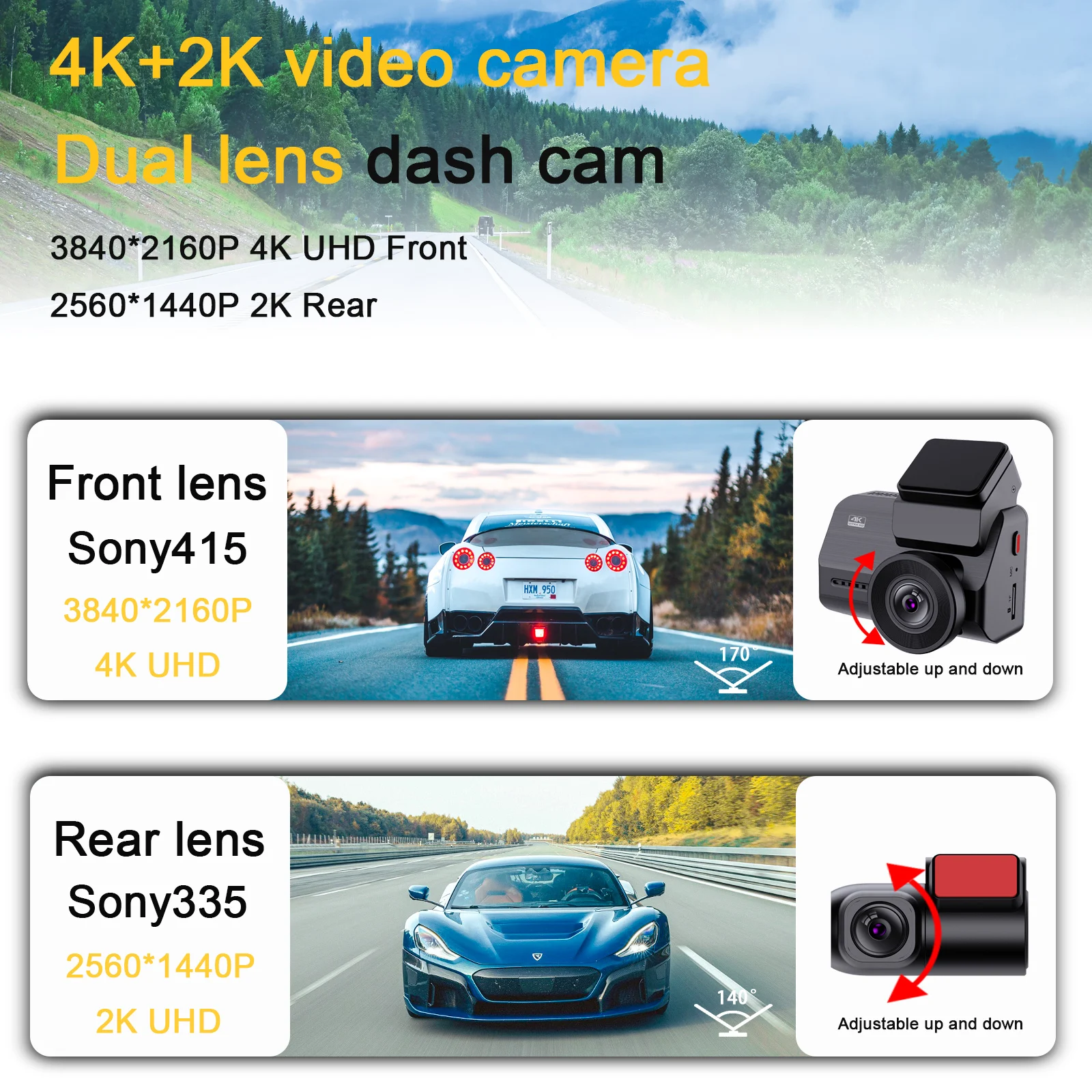 Cámara para Auto 4K de 2 Pulga - Dash Cam 2K Dual Lens reseña y precio