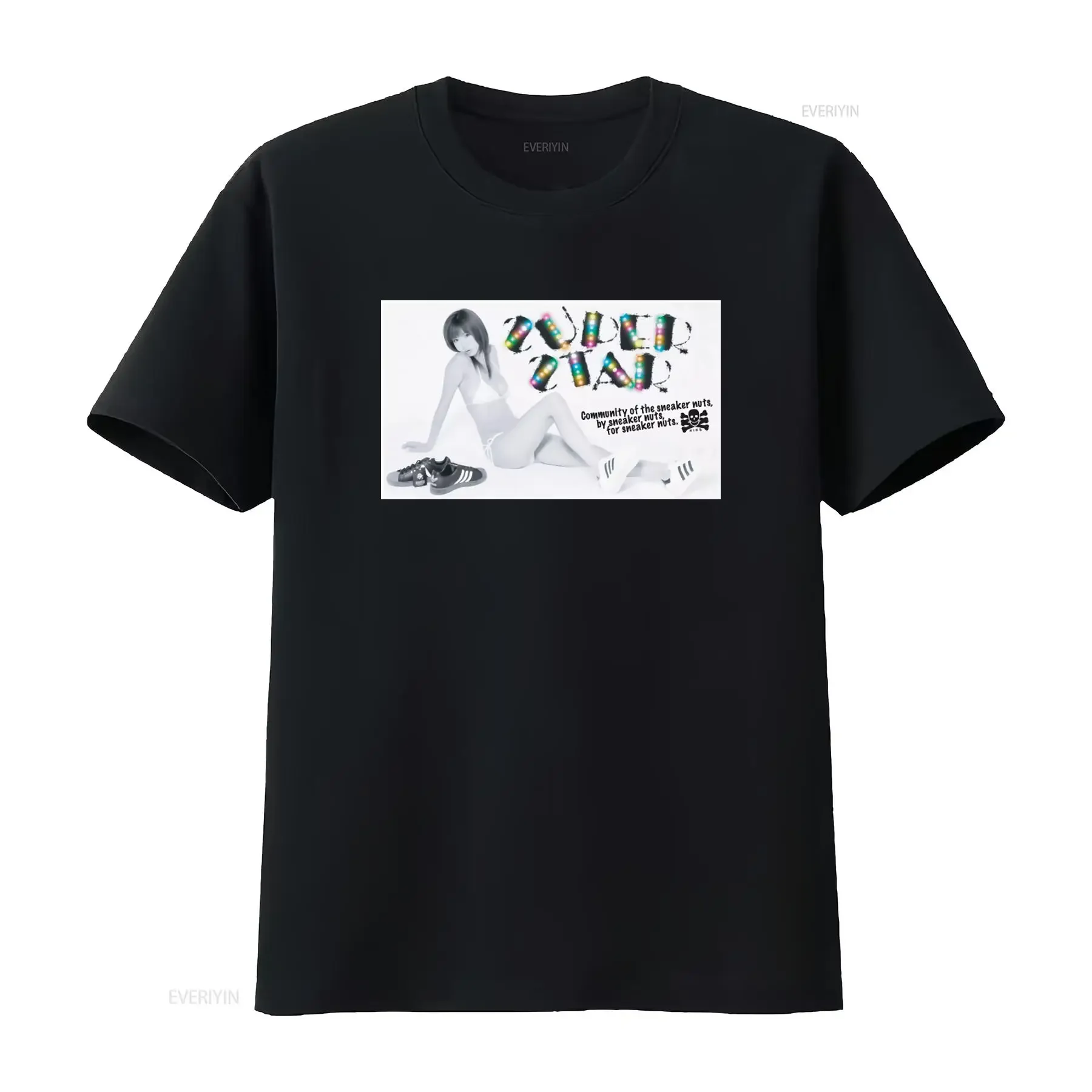 Vtg KIKS TYO SNEAKER Community Aki Hoshino T Shirt Super Star Streetwear Model Design vintage Washed Casual homme Soft