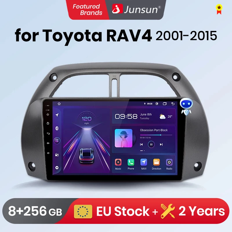 Junsun Android 13 Wireless CarPlay for Android Auto Car Radio For Toyota RAV4 2001 - 2005 FM GPS IPS 2din Autoradio