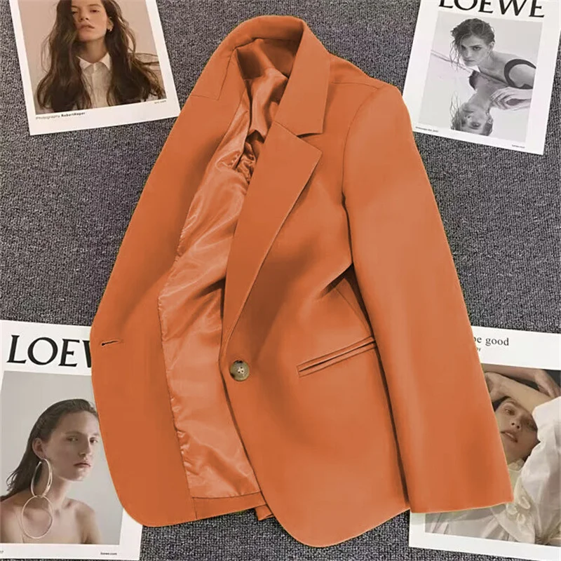 

Women Blazer Ladies Solid Single Button Long Sleeve Suit Female Business Work Slim Formal Jacket Coat Spring Autumn Outerwear