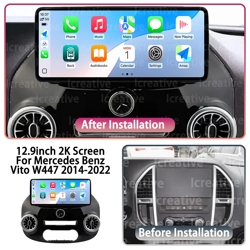 2K HD Sscreen Android 14 Car Radio For Mercedes Benz Vito W447 2014-2022 Intelligent System Carplay Auto Radio Multimedia Player