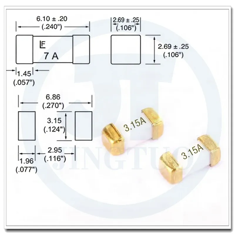 SMD Patch Blown Fuse 2410 1808 6125 Slow Melt 125/250V 0.16/0.25/0.375/0.5/1.25/3.15/6.3/8/12/25/30/40A