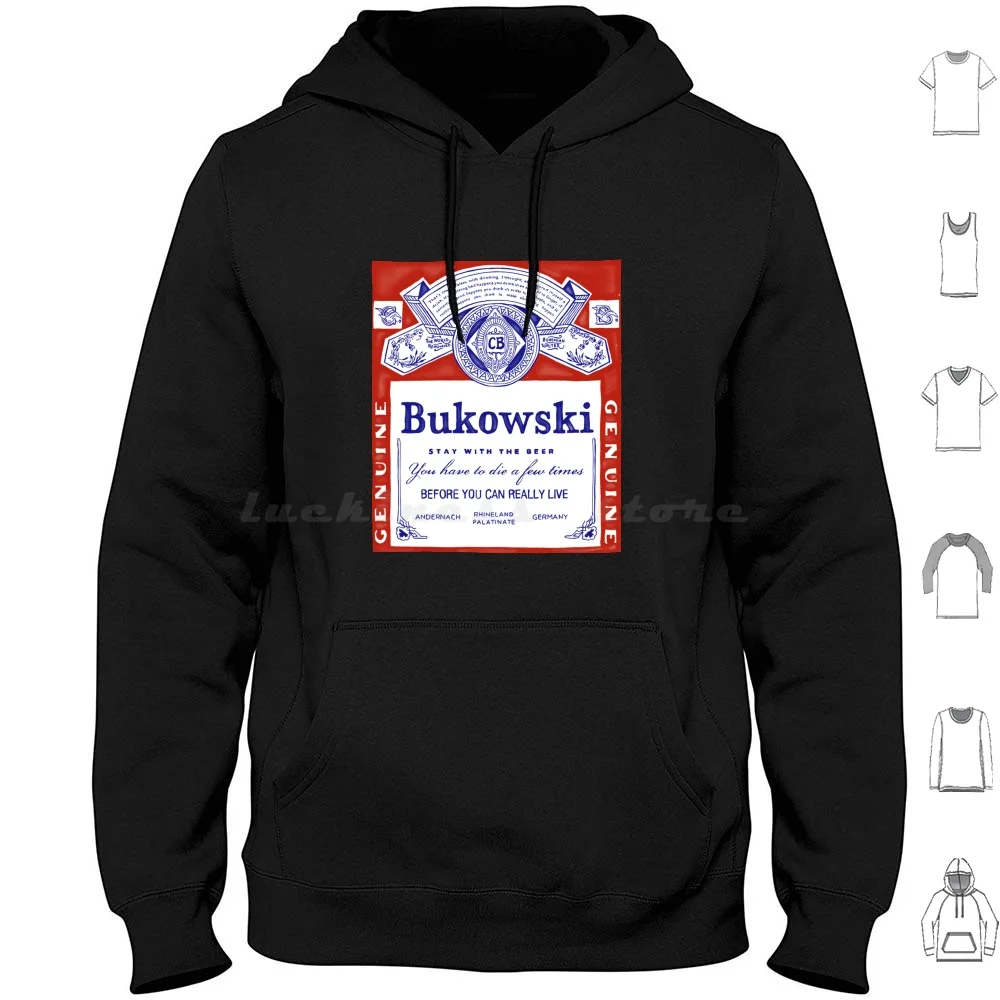Bukowski Beer Bud Sudaderas con capucha de manga larga Bukowski Budwiser Beer Black Pop