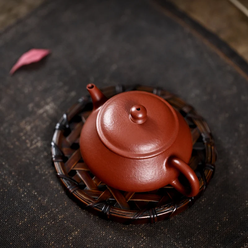 【Tao Yuan】Yixing Original Yixing Clay Teapot Teapot Liu Xueqin Traditional Handmade Pear Leather Flat Pan Teapot90cc