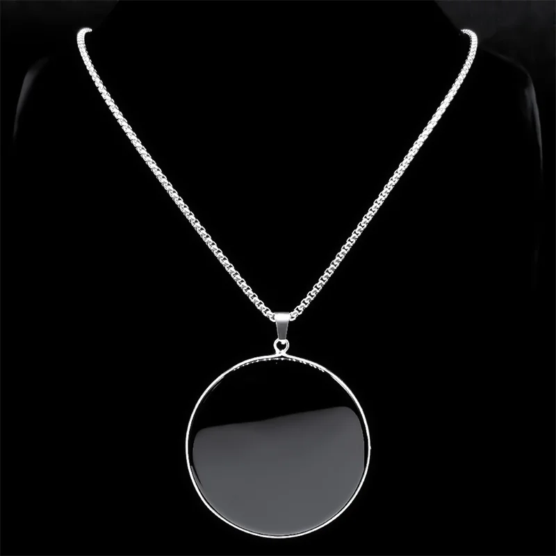 Fashion Big Black Obsidian Necklace Stainless Steel Natural Stone Lucky Pendant Necklaces Chain for Men Jewelry colar feminino