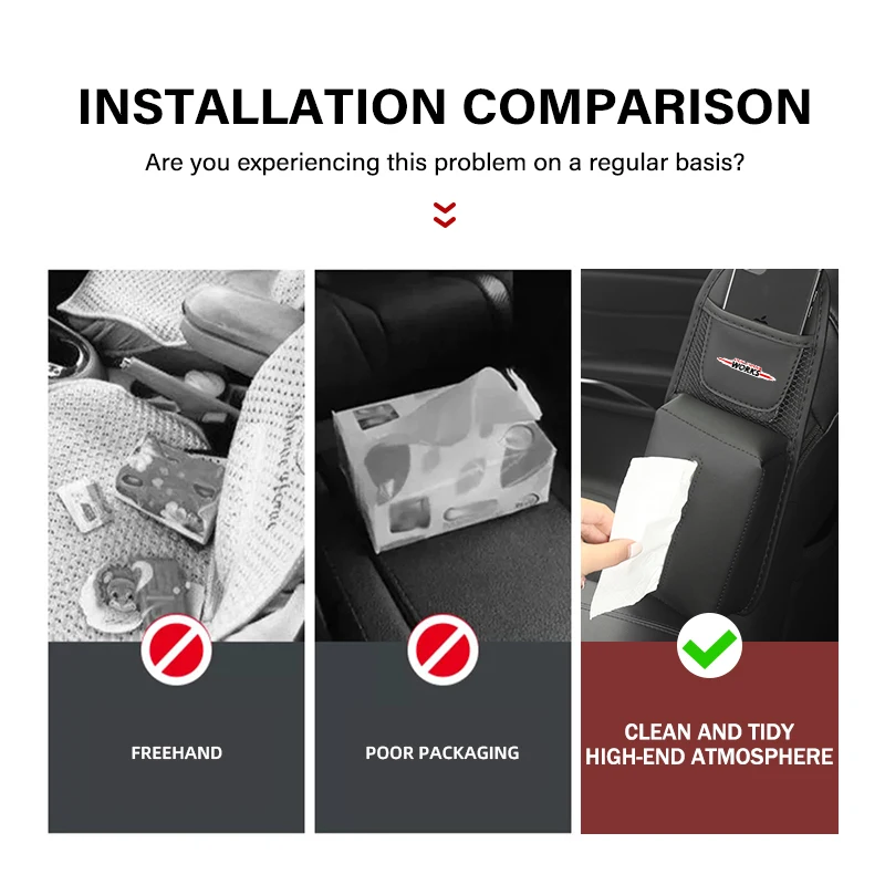 Universal Car Seat Side Storage Hanging Bag Tissue Pocket For MINI Cooper Works R56 F56 R53 R60 Clubman JCW Countryman - view 3
