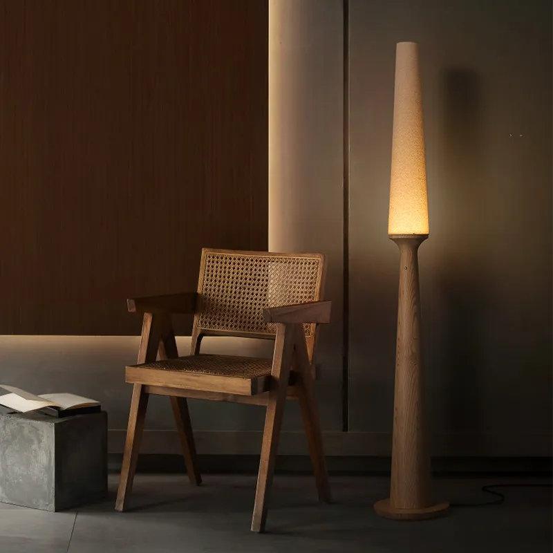 Solid Wood Floor Lamp, a Mid-Century Modern Artistic Piece for Living Room to Create Elegant Ambiance and Warm Lighting