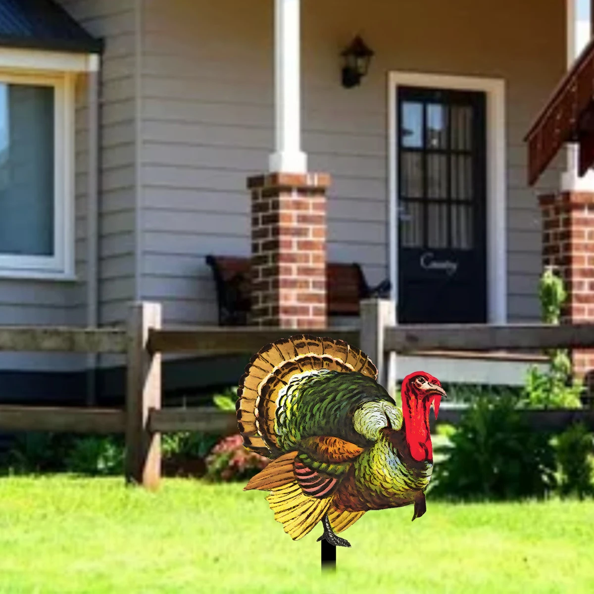 

1PC Metal Colorful turkey Garden Stakes Decoration Cute turkey Garden Decorative Outdoor Statues For turkey LoversYard Garden