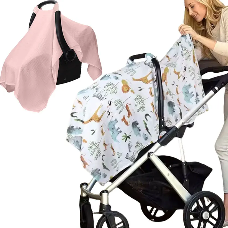 

Baby Safety Seat Cover Sunshade Cover Trolley Basket Cover Cotton Gauze Breathable Windproof and Sunscreen Baby Cover Cloth