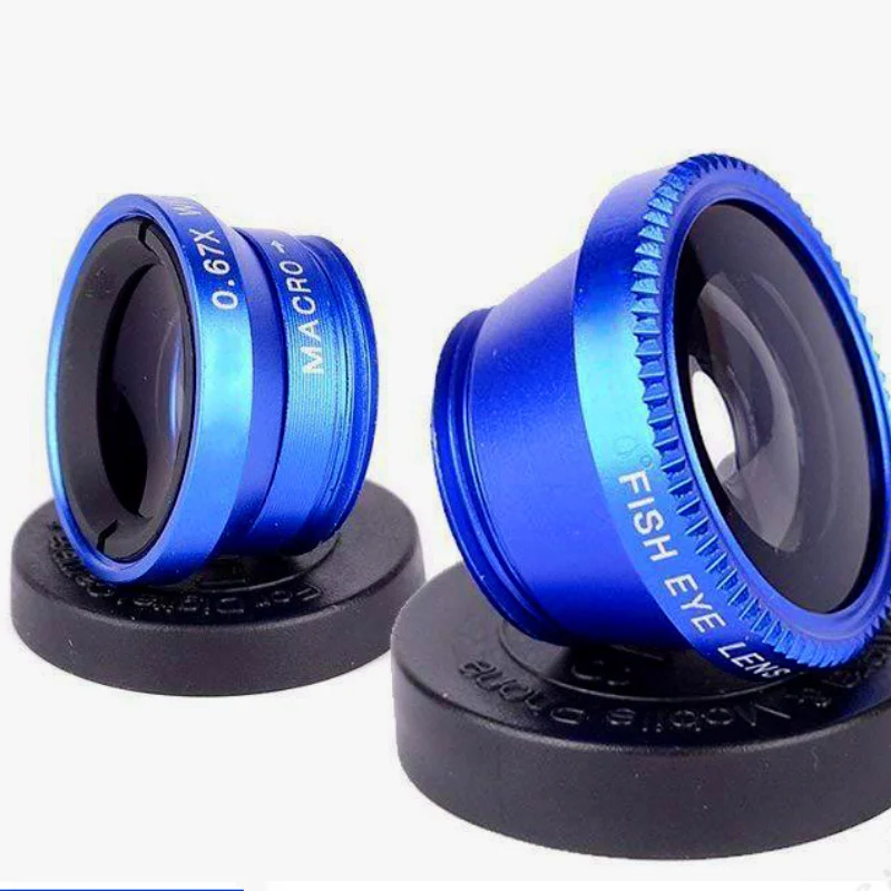 Universal 3-in-1 Mobile Phone Lens 0.67X HD, Fish Eye Wide Angle Macro Camera Lens with Clip for iPhone Android